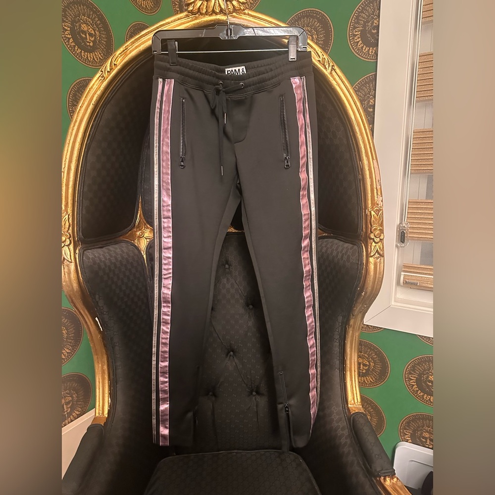 Pam & Gela Black Joggers with Pink Accents